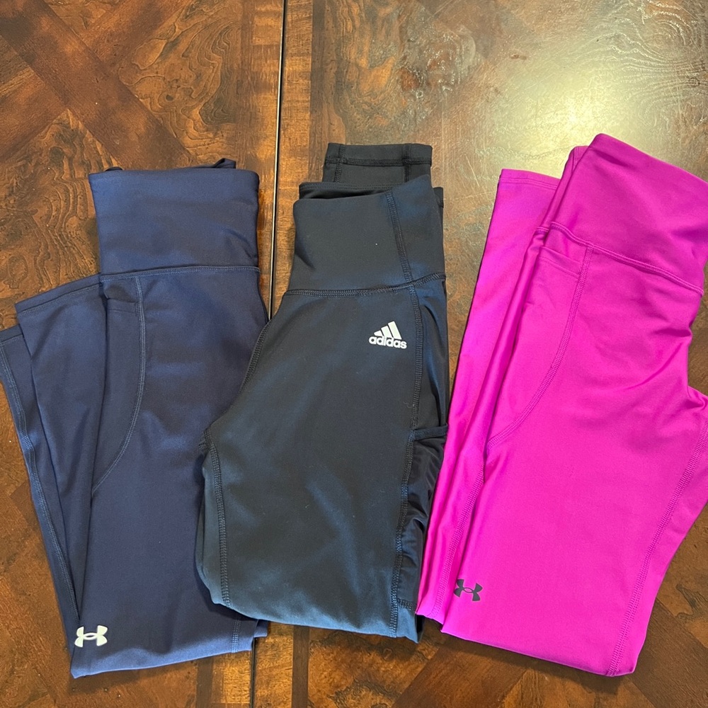 Under Armour and Adidas Leggings - Navy, Black, and Pink